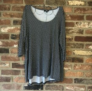 Black and white blouse.